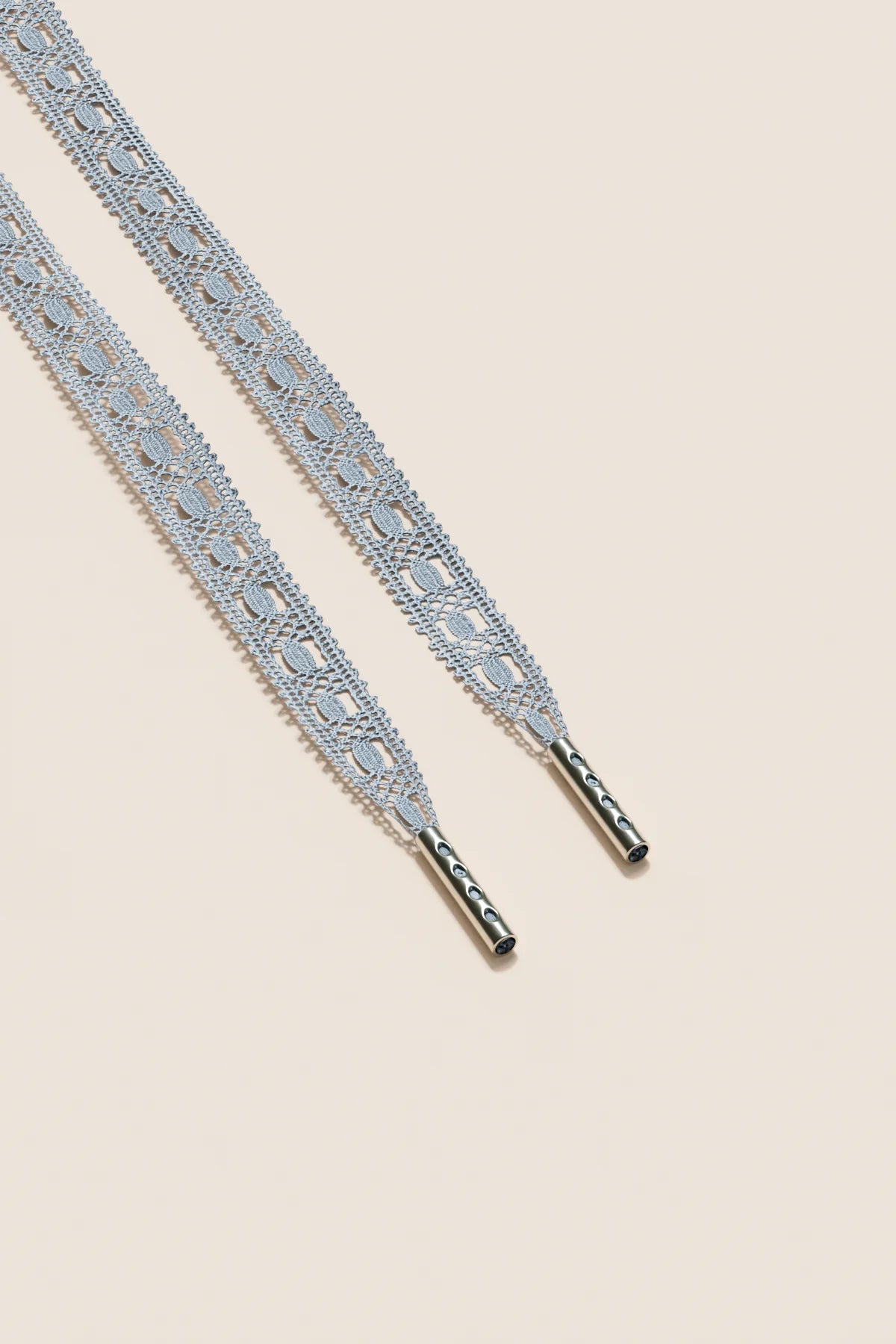 Senkels Pastel Blue Crochet Shoelaces with Nickel Aglets