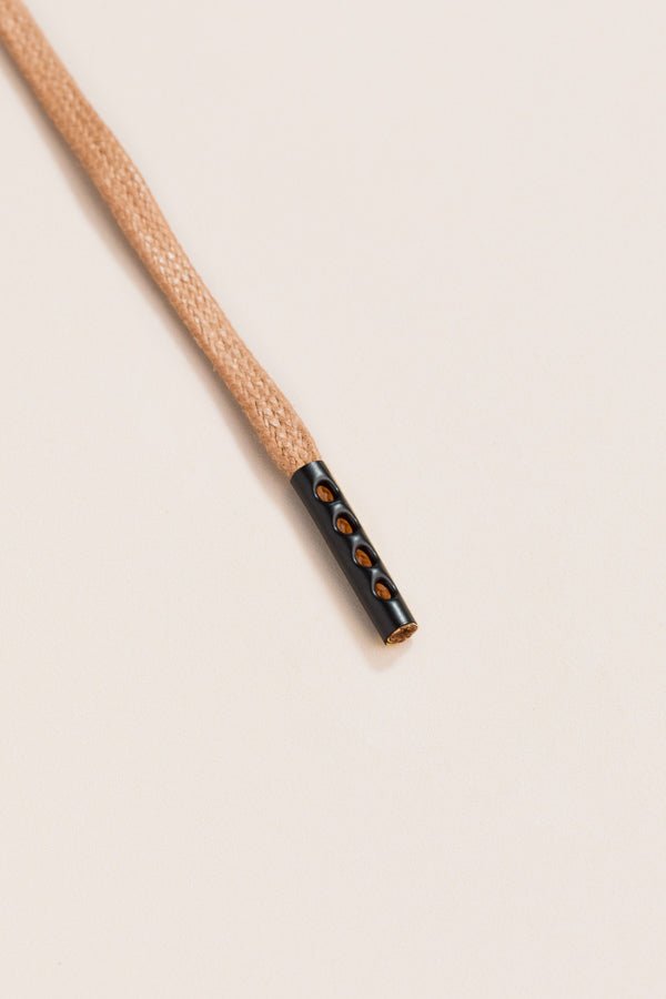 Taupe - 4mm round waxed shoelaces for boots and shoes made from 100% organic cotton - Senkels