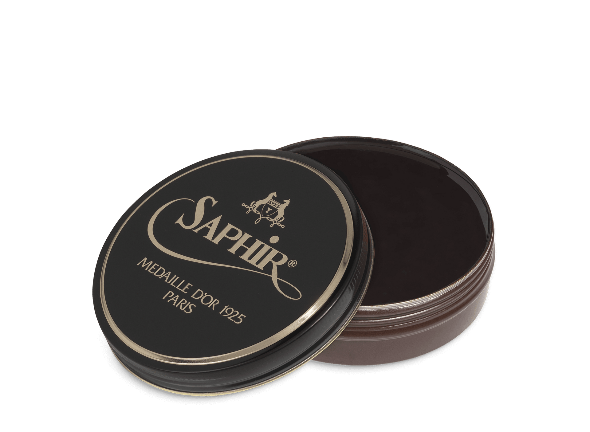 saphir tobacco brown MEDAILLE D'OR PATE DE LUXE WAX POLISH Wipe any residue off the shoe with a cloth Colour Guide