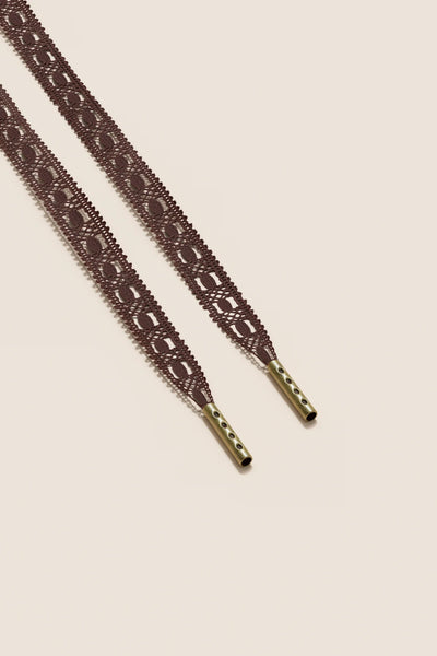 Senkels Chocolate Brown Crochet Shoelaces with Brass Aglets