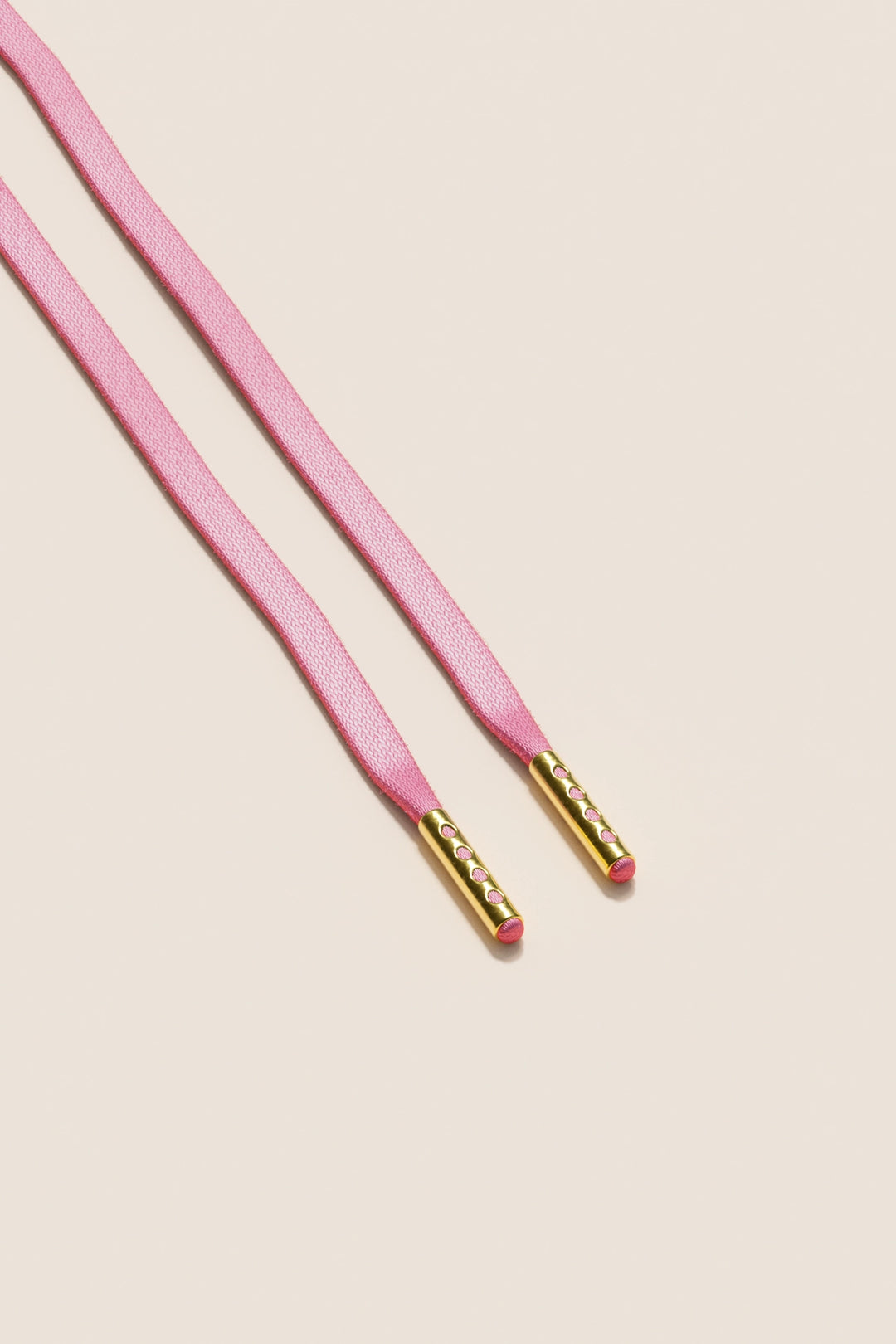 Senkels Flamingo Pink 3mm Flat Waxed Shoelaces with Gold Aglets