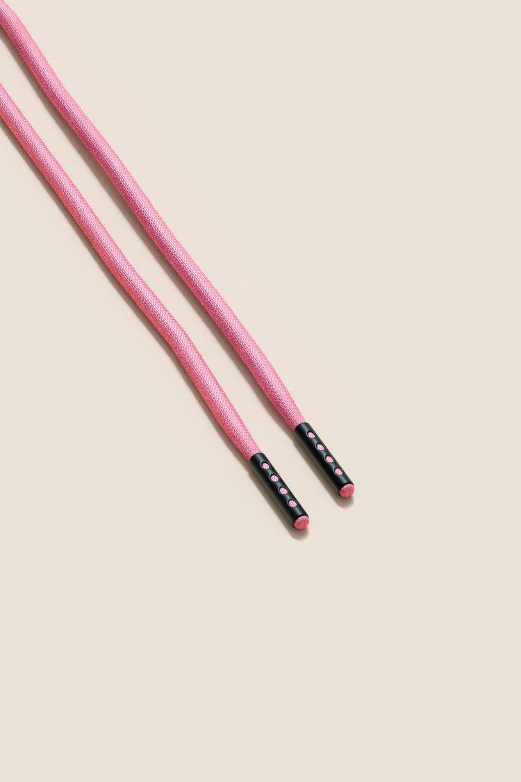 Senkels Flamingo Pink 4mm Round Waxed Shoelaces with Black Matte Aglets