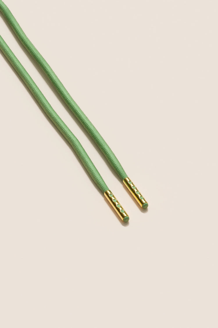 Senkels Grass Green 4mm Round Waxed Shoelaces with Gold Aglets