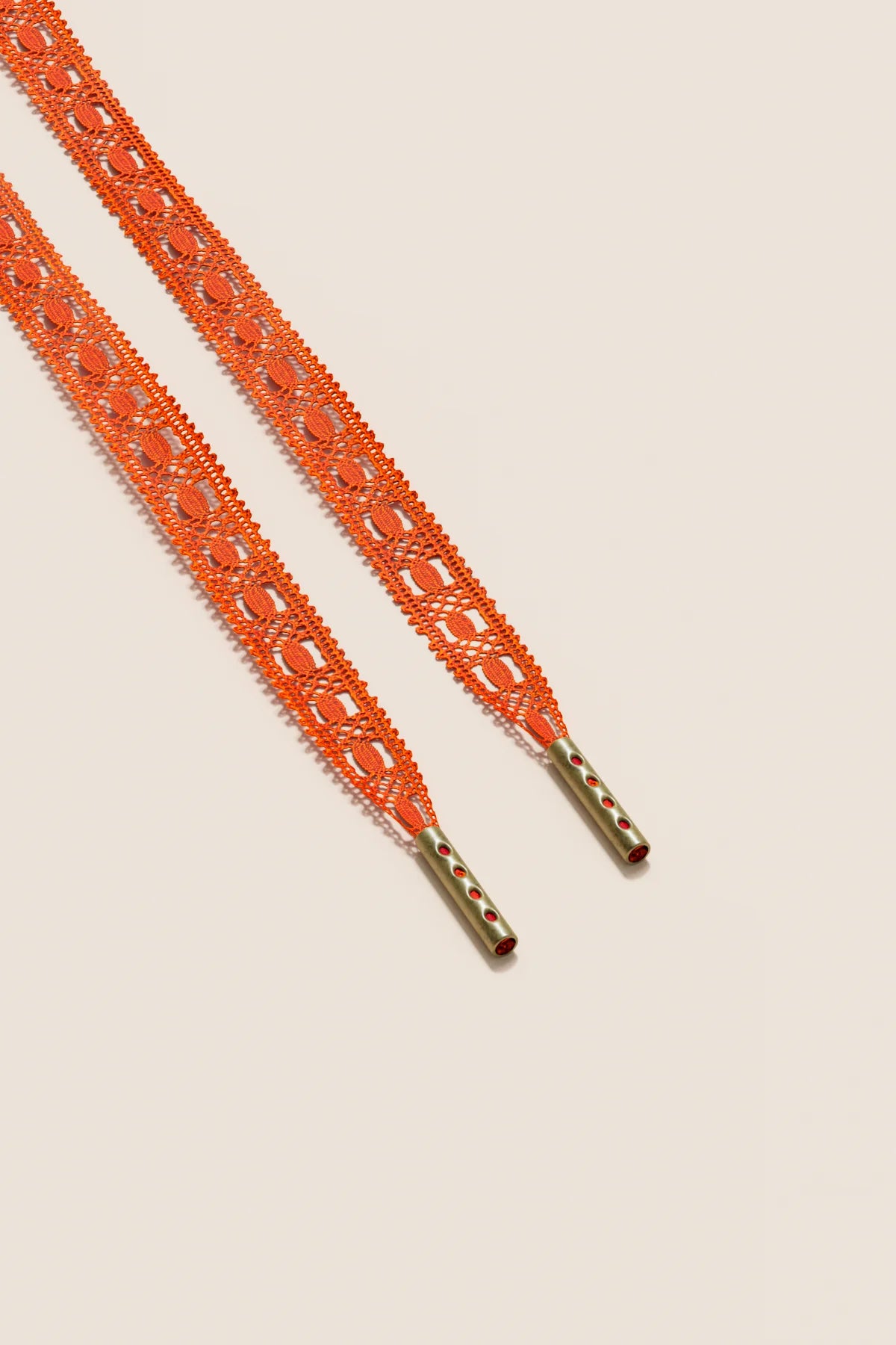 Senkels Orange Crochet Shoelaces with Brass Aglets
