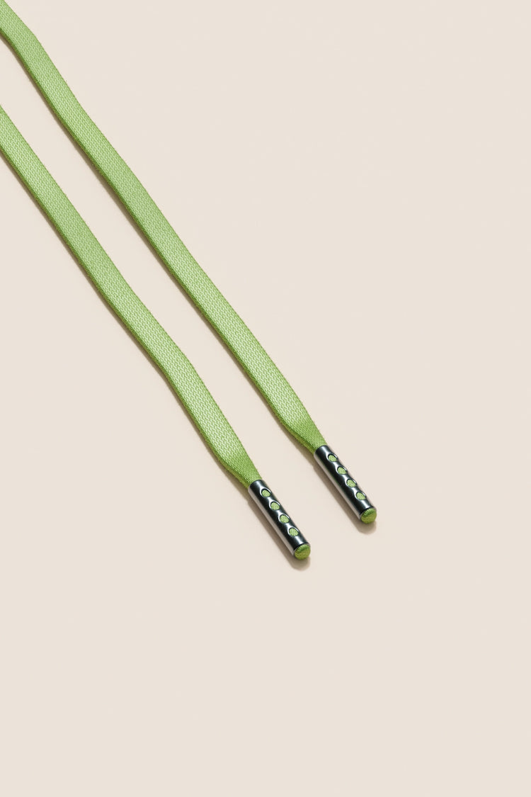 Senkels Pastel Green 3mm Flat Waxed Shoelaces with Black Nickel Aglets