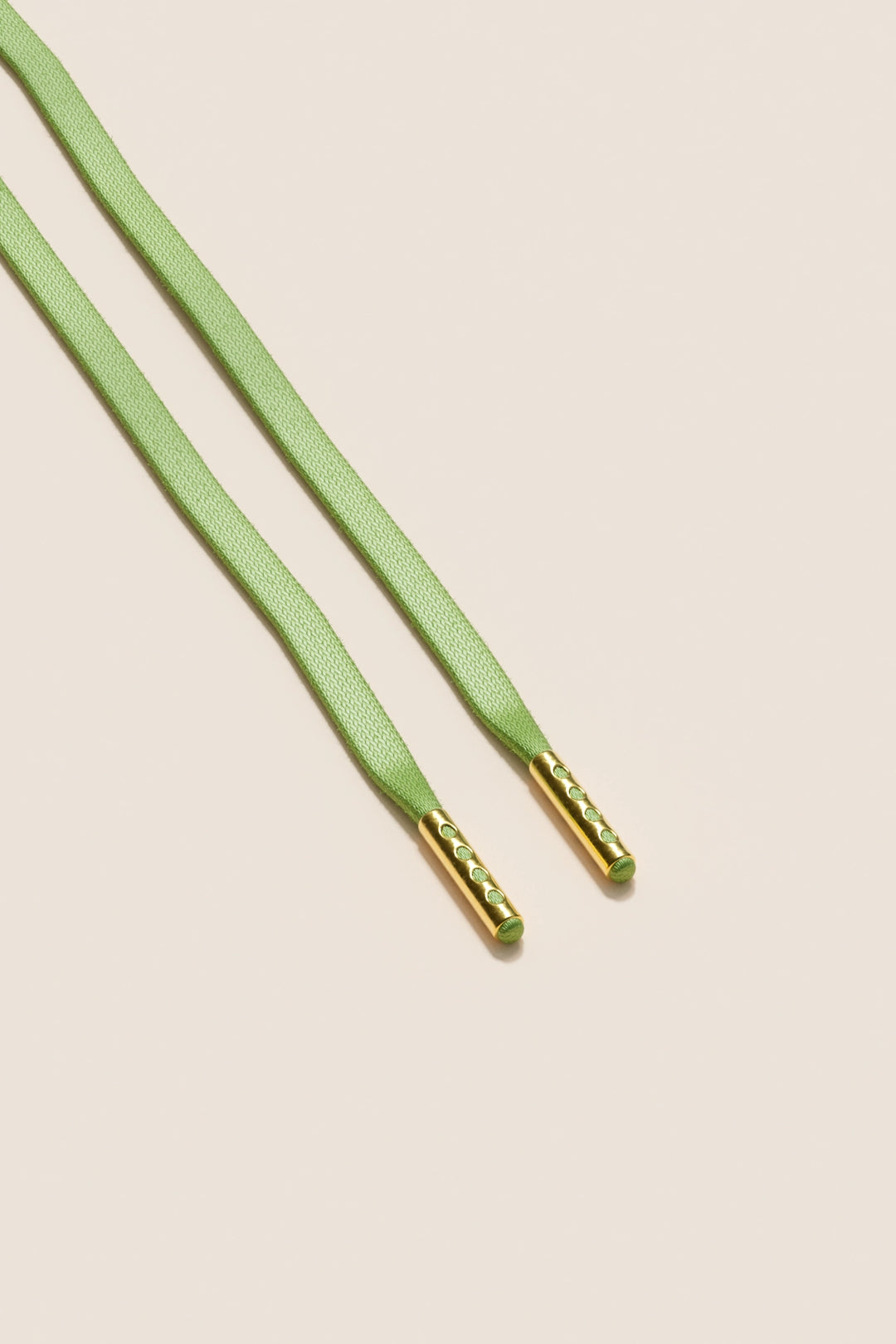 Senkels Pastel Green 3mm Flat Waxed Shoelaces with Gold Aglets