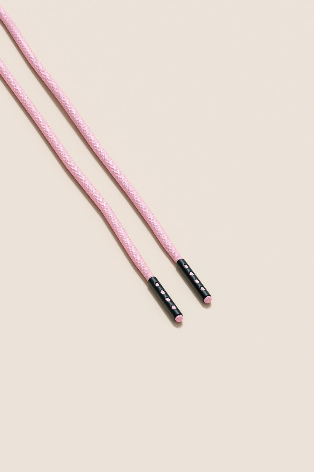 Senkels Pastel Pink 2.5mm Round Waxed Shoelaces with Black Matte Aglets