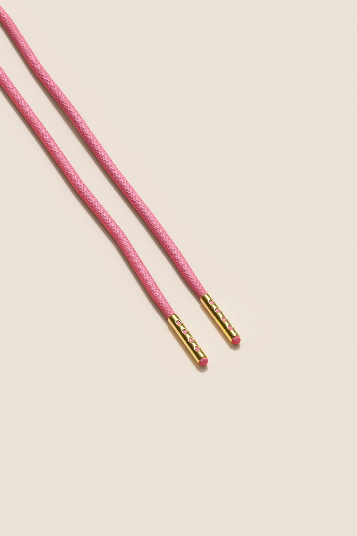 Senkels Pink 2.5mm Round Waxed Shoelaces with Gold Aglets