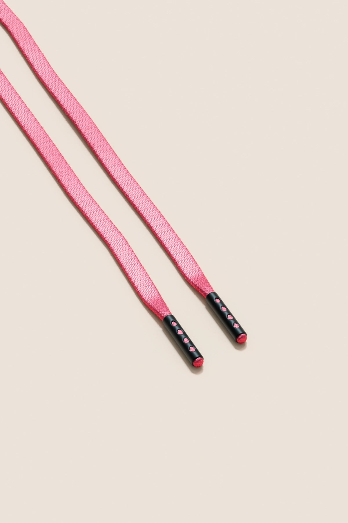 Senkels Pink 3mm Flat Waxed Shoelaces with Black Matte Aglets