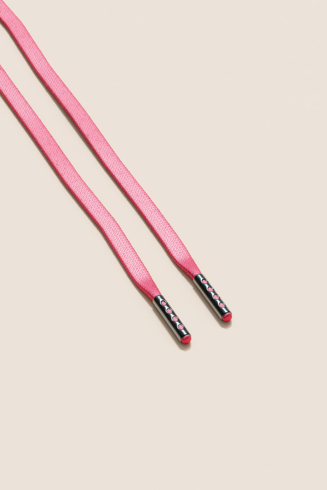 Senkels Pink 3mm Flat Waxed Shoelaces with Black Nickel Aglets