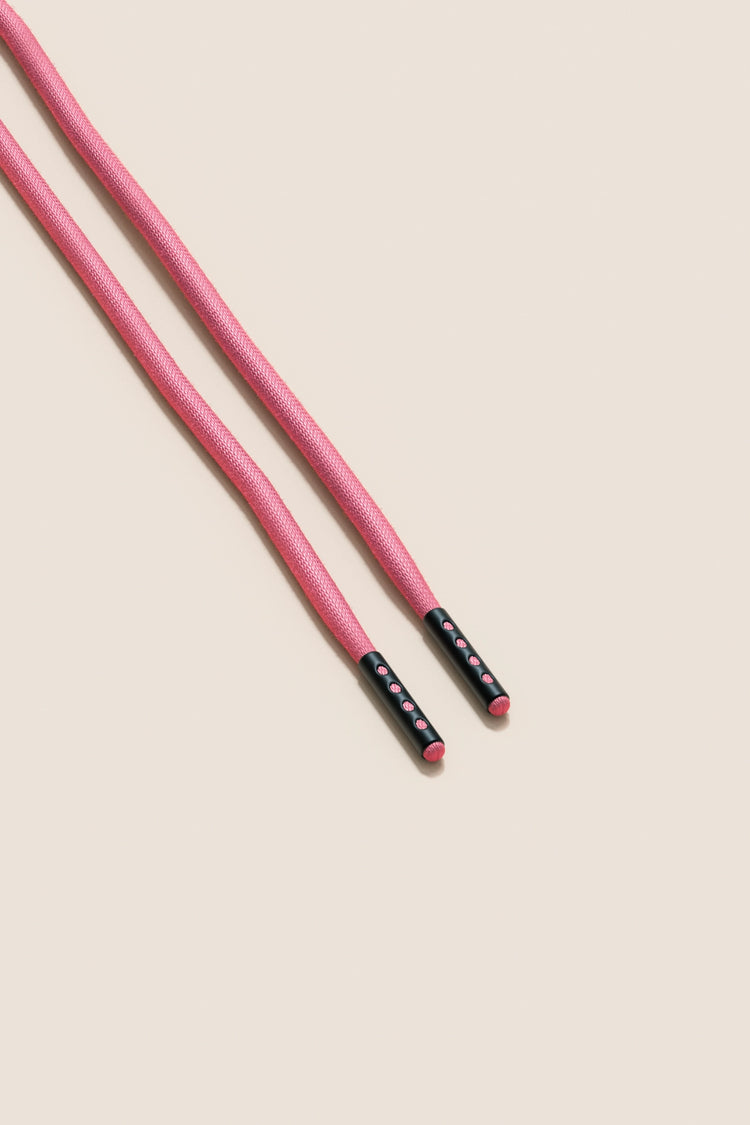 Senkels Pink 4mm Round Waxed Shoelaces with Black Matte Aglets