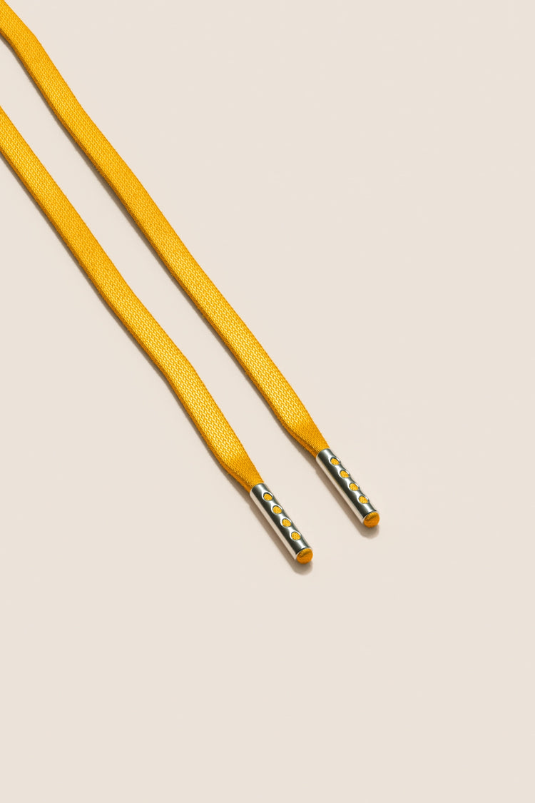 Senkels Yellow 3mm Flat Waxed Shoelaces with Nickel Aglets