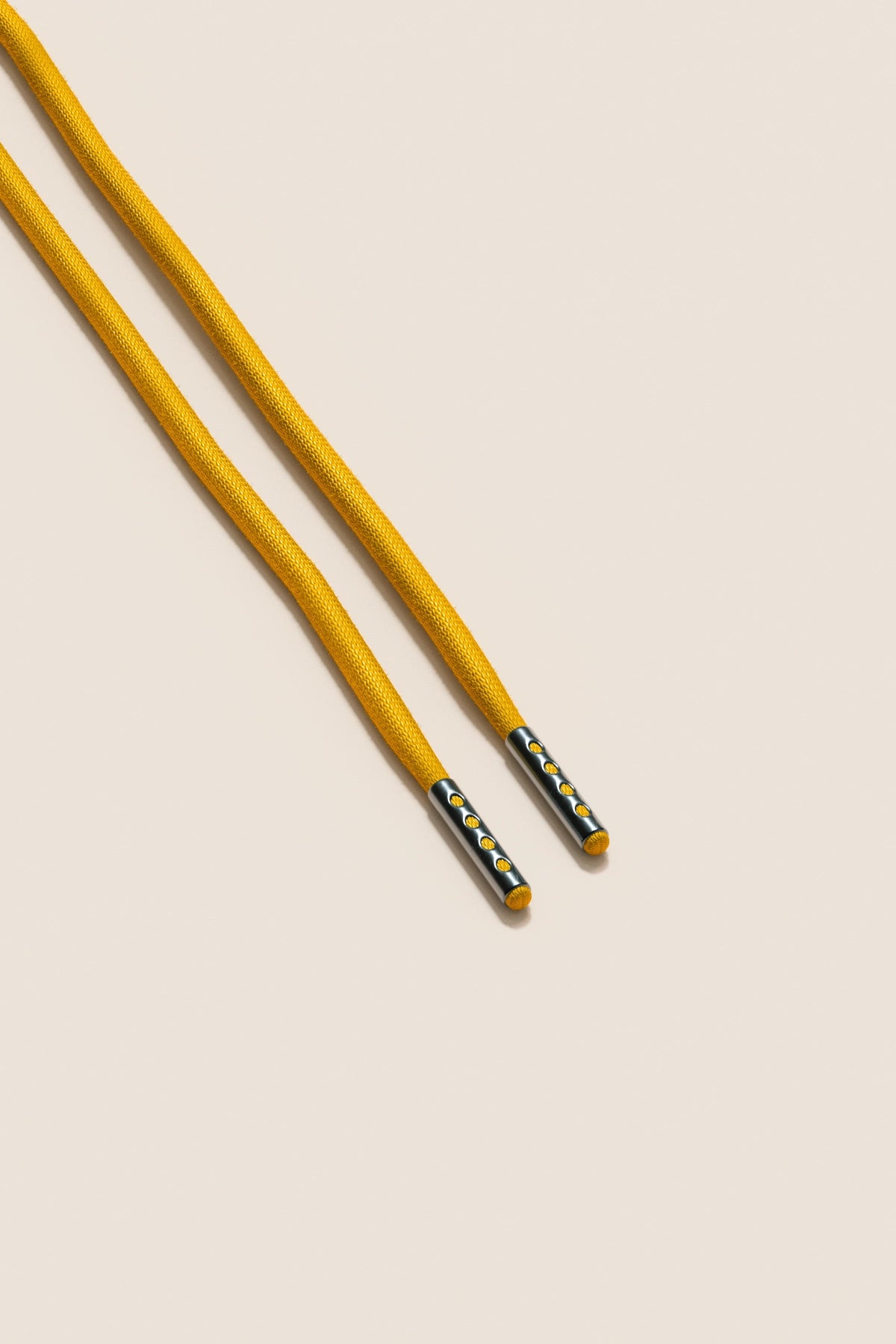 Senkels Yellow 4mm Round Waxed Shoelaces with Black Nickel Aglets