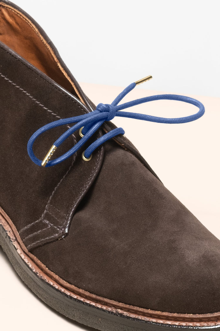 Navy Blue - 4mm round waxed shoelaces for boots and shoes made from 100% organic cotton - Senkels